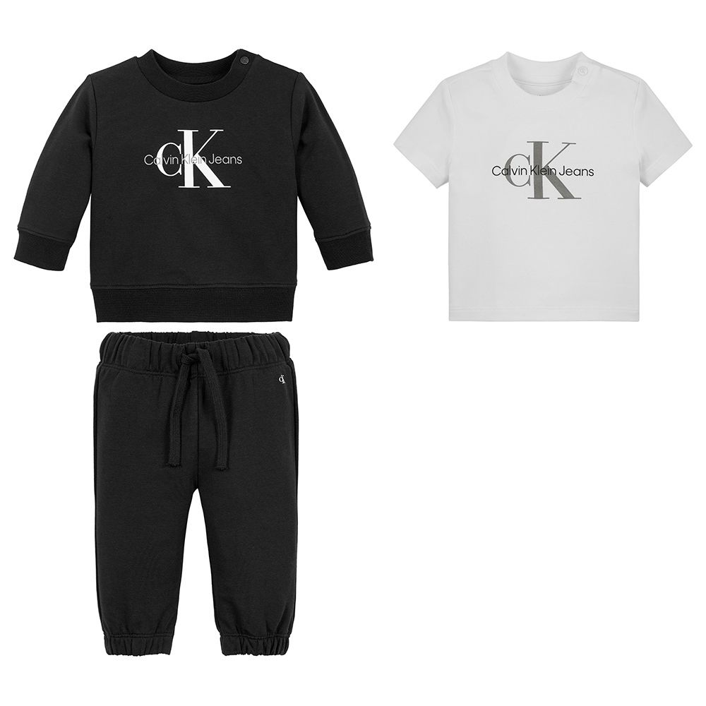 Calvin Klein 2pc Set Monogram CK Sweatshirt And Pant Grey